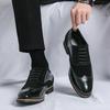 Spring and Autumn New British Business Dress Shoes Men's Retro Splicing Trend Brock Carved Pointed Casual Leather Shoes