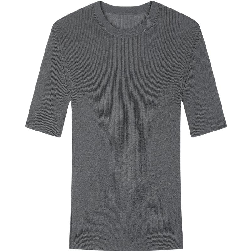 JNBY 2025 Autumn Slim-Fit Round Neck Short Sleeve Knit Top