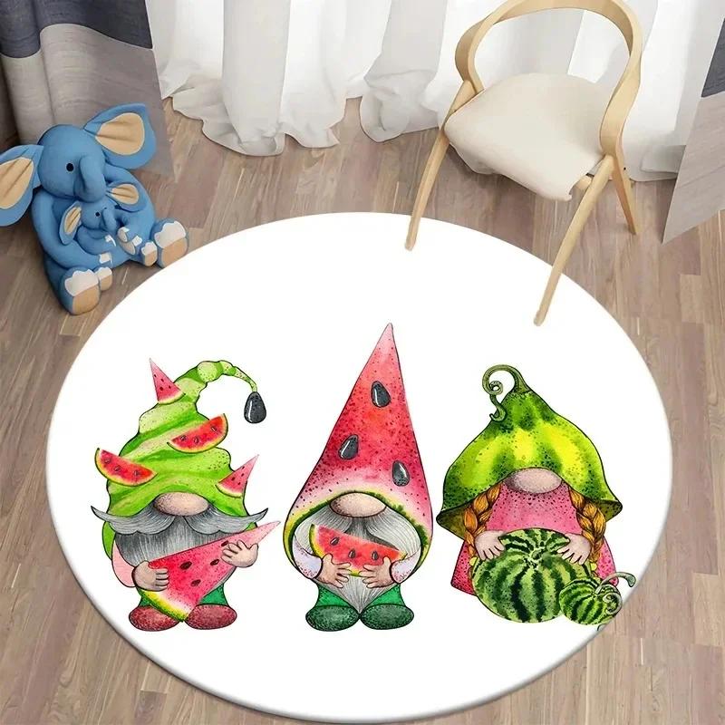 Fall Pumpkin Round Rug for Bedroom Thanksgiving Decor Circle Non Slip Carpet Maple Leaves Floor Mat for Bath Living Room Kitchen
