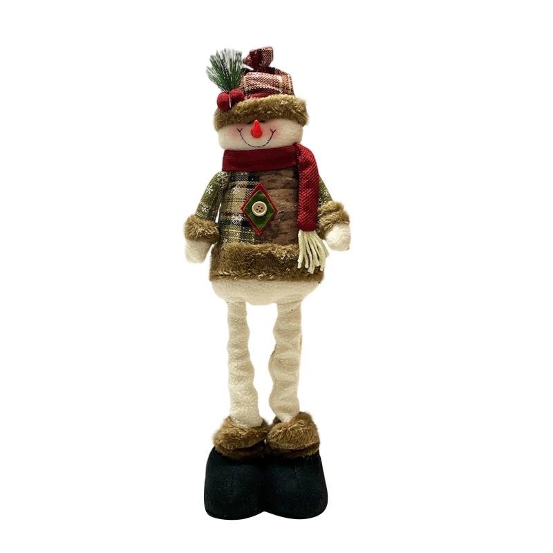 Vintage Snowflake Checkered Fabric Stretch Christmas Doll Ornaments, Tabletop Doll Decor, Christmas Gift for Home Hotel Shopping Mall