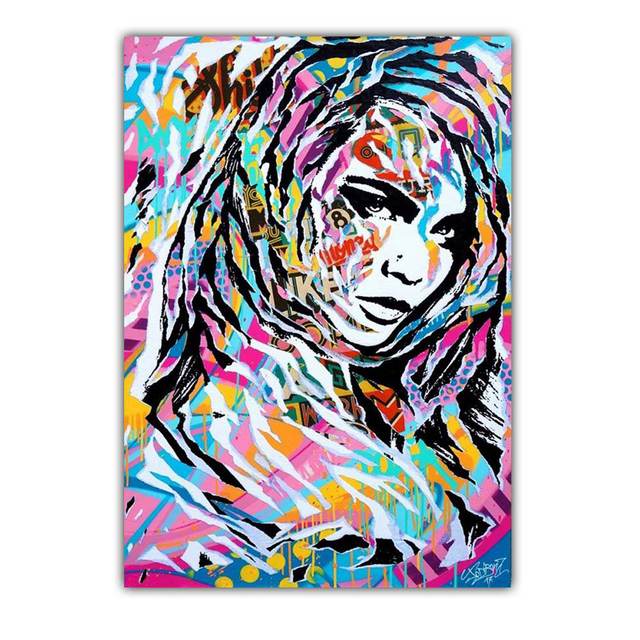 Nowy Graffiti art abstrakcyjna figura na płótnie malarstwo kultura uliczna wall art kobiety kolor plakat biuro salon home decoration mural bez ramki!