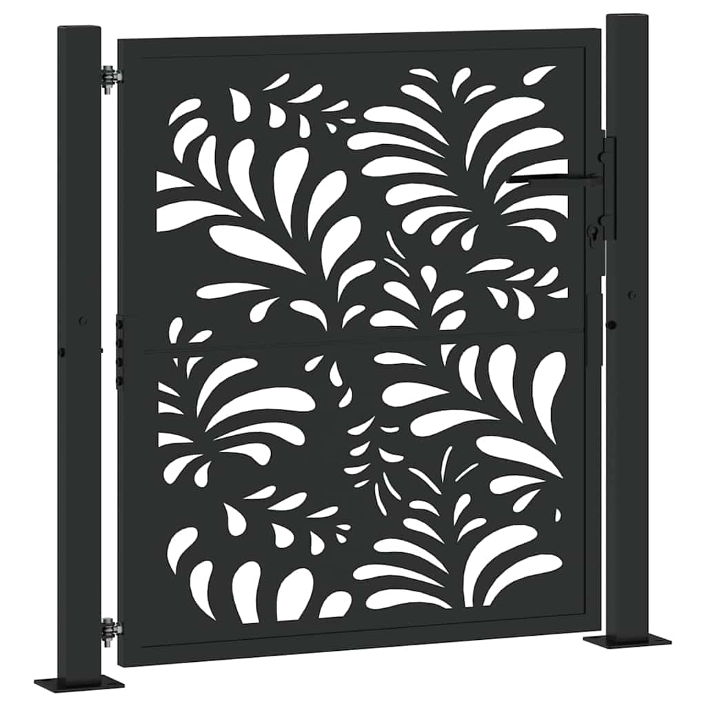 Black Garden Gate 105X106 Cm Steel Wave Pattern