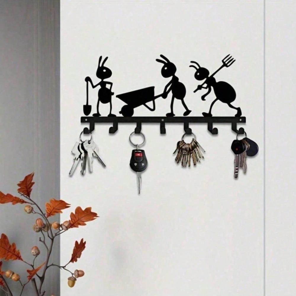 Metal Wall Mount Key Holder Heavy Duty Keychain Organizer Ant Design Entryway Storage Hanger