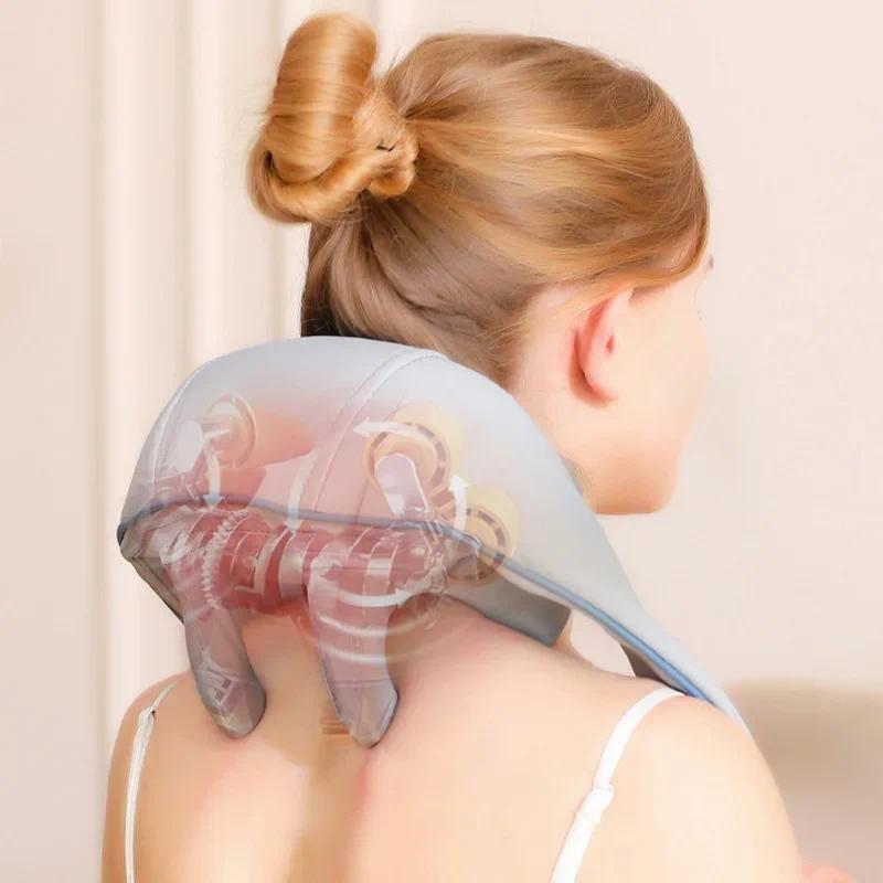Health Care Neck Shoulder Kneading 3D Massage Pillow Back Muscle Relaxing Massage Shawl Wireless Electric Neck Massager