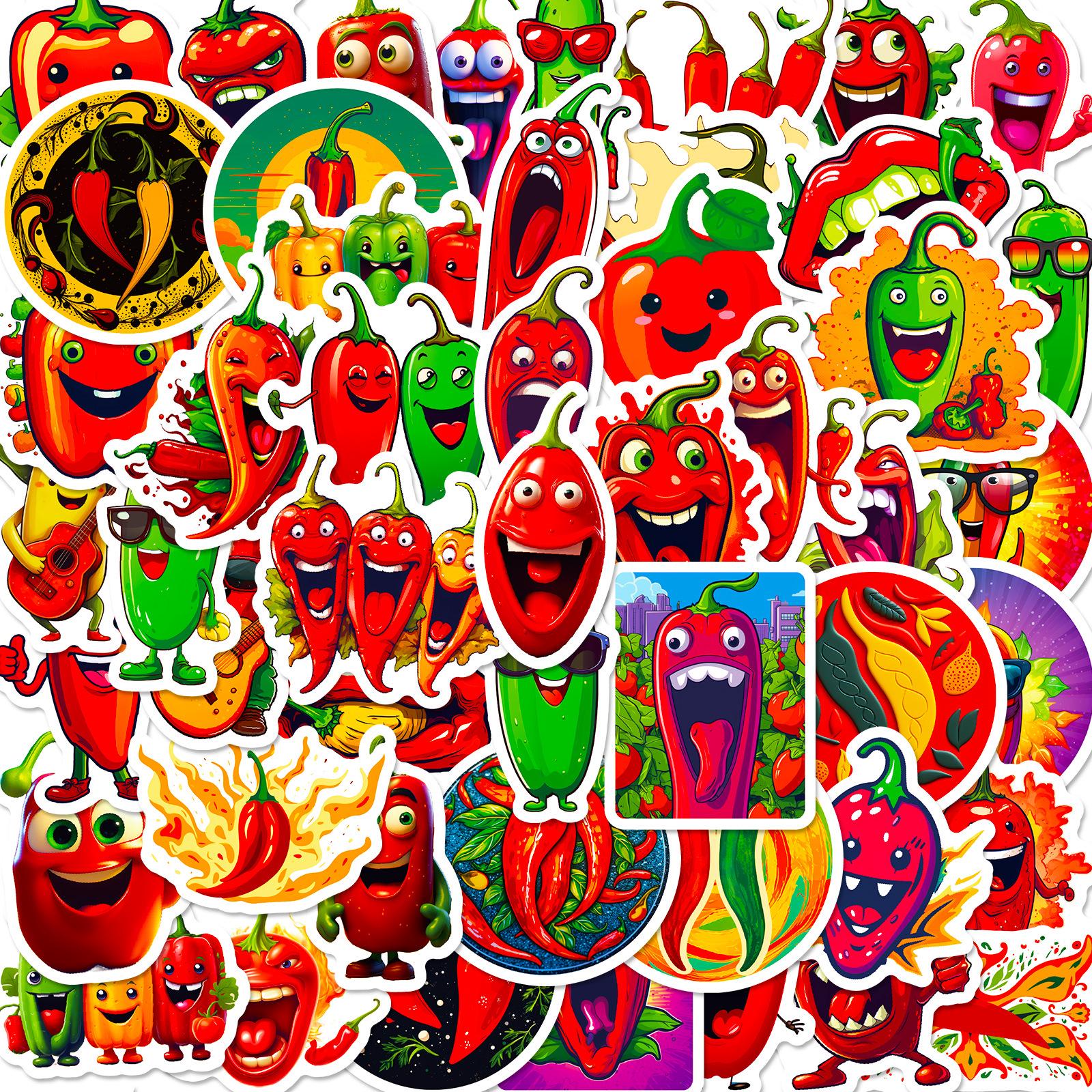 

50 Sheets of Passionate Little Pepper Cartoon Stickers for Kids – Skateboard, Water Cup, and Kindergarten Rewards