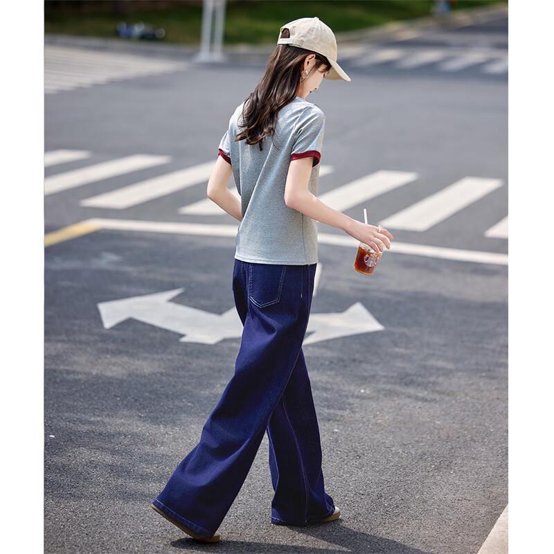 Women's Literary Style Color-Block Letter T-Shirt