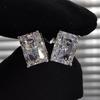 Rectangular cut transparent zircon earrings