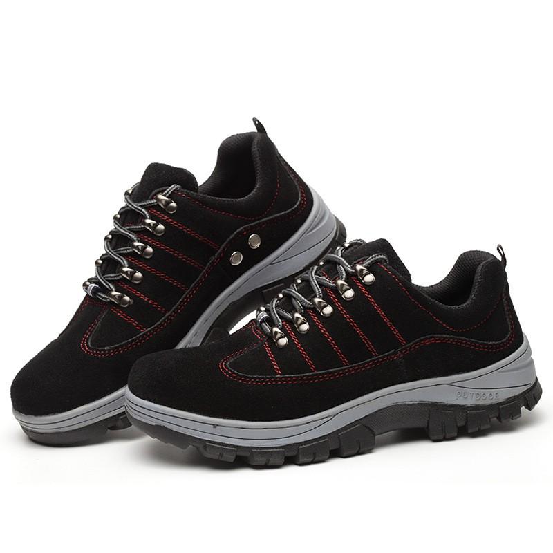 Mens Steel Toe Safety Work Boots Anti-Puncture Slip Resistant Leather Low Cut Industrial Footwear