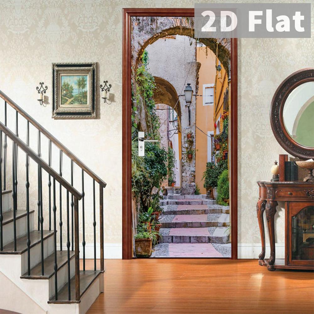 76Style 77/90cm Self-Adhesive Door Stickers Removable Wall Sticker Scenery Wallpaper Stone Stair Murals for Doors Modern Home Decor