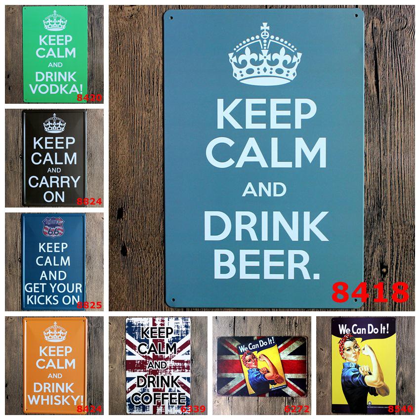 Keep Calm Inspirational Tin Sign for Bar or Restaurant