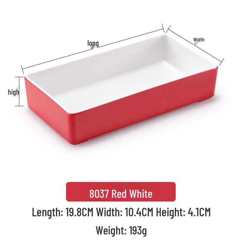 Handun 8037 Red White Melamine Rectangular Plates