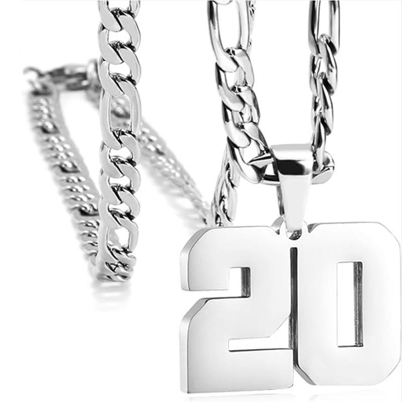 Men's Athlete Stainless Steel Sports Digital Necklace Baseball/Basketball/Soccer Team Inspiration Jewelry Spot