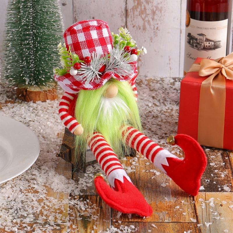 Christmas Gnome Long Legs Elf for Doll Ornament Crafts Restaurant Bar Party Back