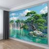 2D Zen Bonsai Baum auf Seeinsel Wandteppich Wasserfall Natur Kunst Wanddekoration Stoff für Zuhause & Schlafzimmer