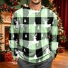 Men's Corduroy Long Sleeve Neck Shirt with Christmas Print for Holiday Casual Wear