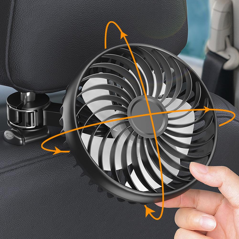 USB Powered Rear Seat Fan 360 Rotatable Car Cooling Fan 3 Speeds Cooling Backseat Fan for Sedan SUV Truck Van