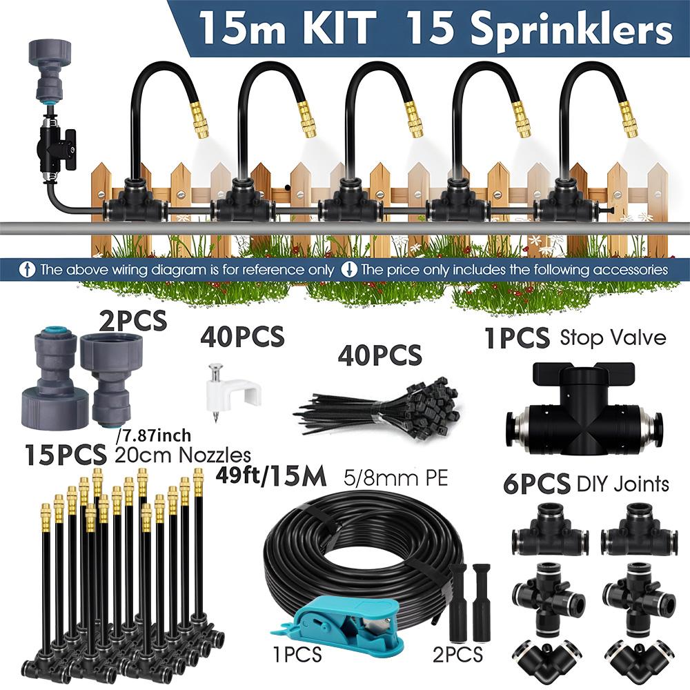 360° Free-bend Misting Nozzle 5-30m 1/4" 4/6mm Garden Misting Cooling System Adjustable Atomizer Sprayer Outdoor Watering Kits