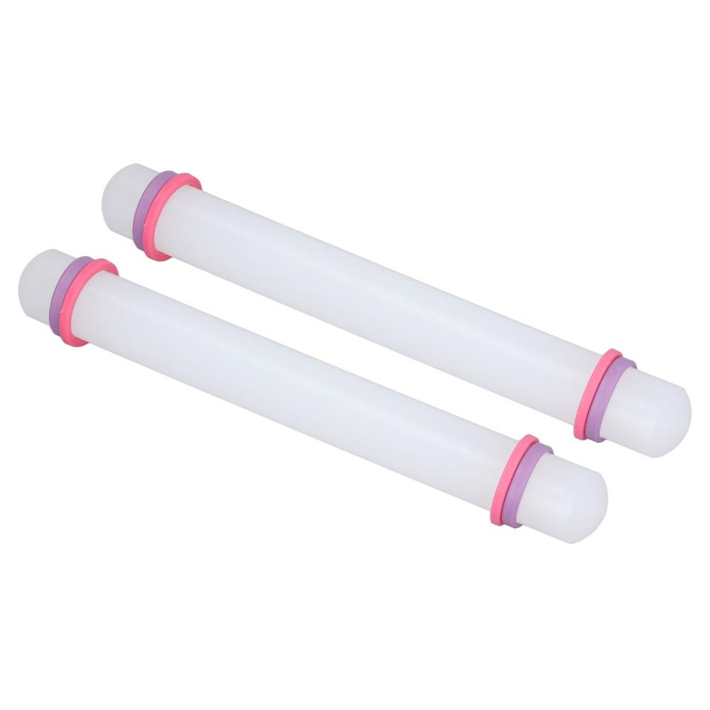 2pcs Adjustable Dough Roller Removable Guide Ring Pastry Rolling Pin Pastry Cookies Making