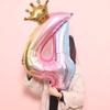 Palloncino Corona Numero Gradiente Arcobaleno da 32 pollici per Decorazione Festa di Compleanno per Bambini