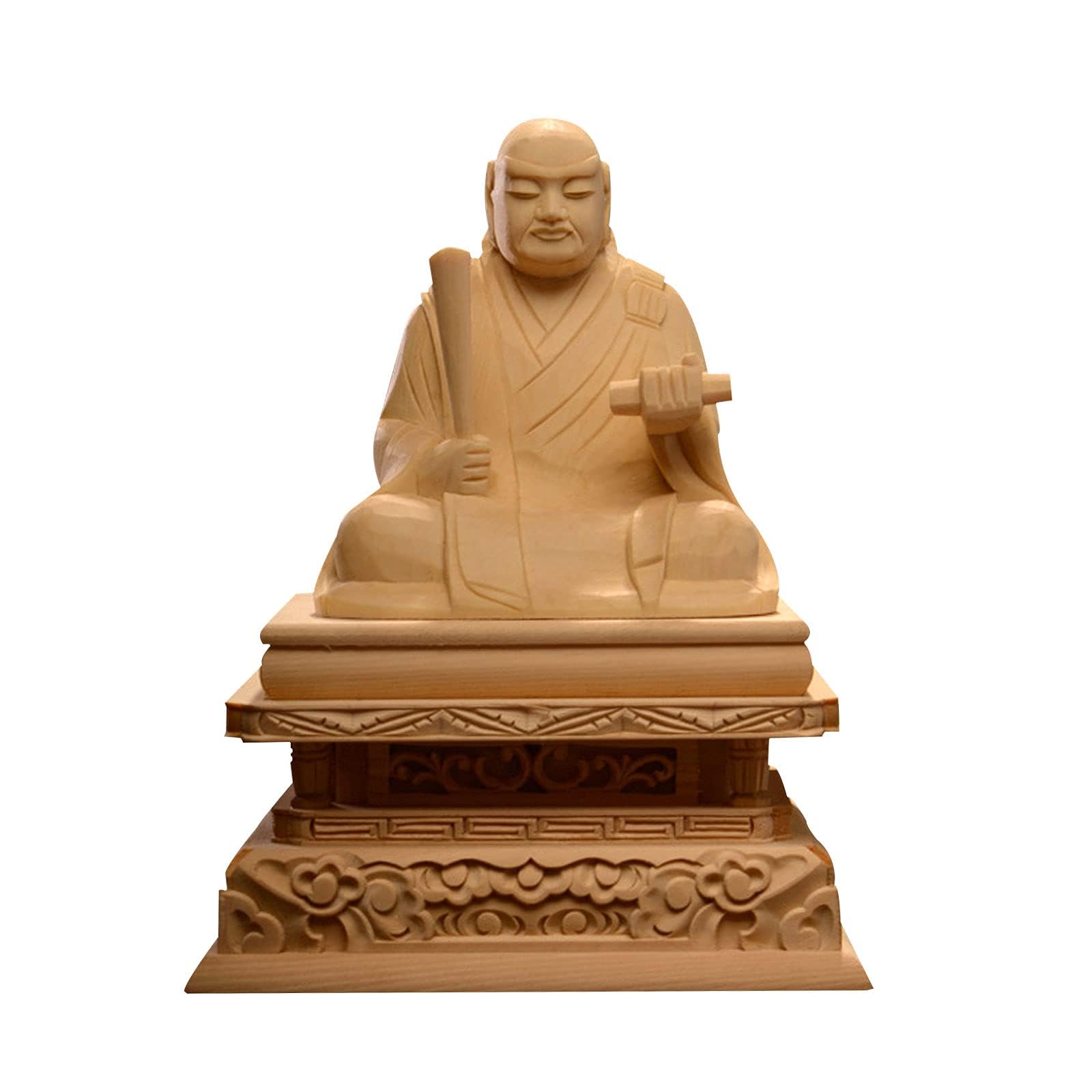 

Деревянная статуя сидящего Будды Святого Нитирэн Сёнина, резьба по лотосовому дереву, изготовленная из кипариса, квадратная для главной статуи Будды, статуя, Нитирэн,