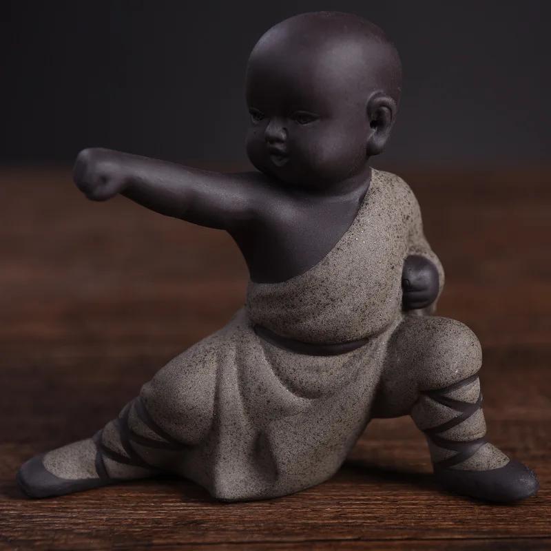 Chinese Style Decoration Decoration Kung Fu Little Monk Furnishings Living Room Study Tea Desktop Crafts Sand Pottery Tea Pet