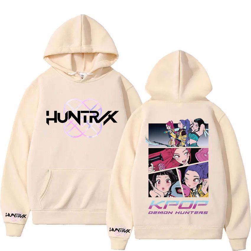 Manga K-pop Demon Hunters Hoodies Men Women Retro Oversized Fleece Sweatshirt Gothic Long Sleeve Hooded Streetwear
