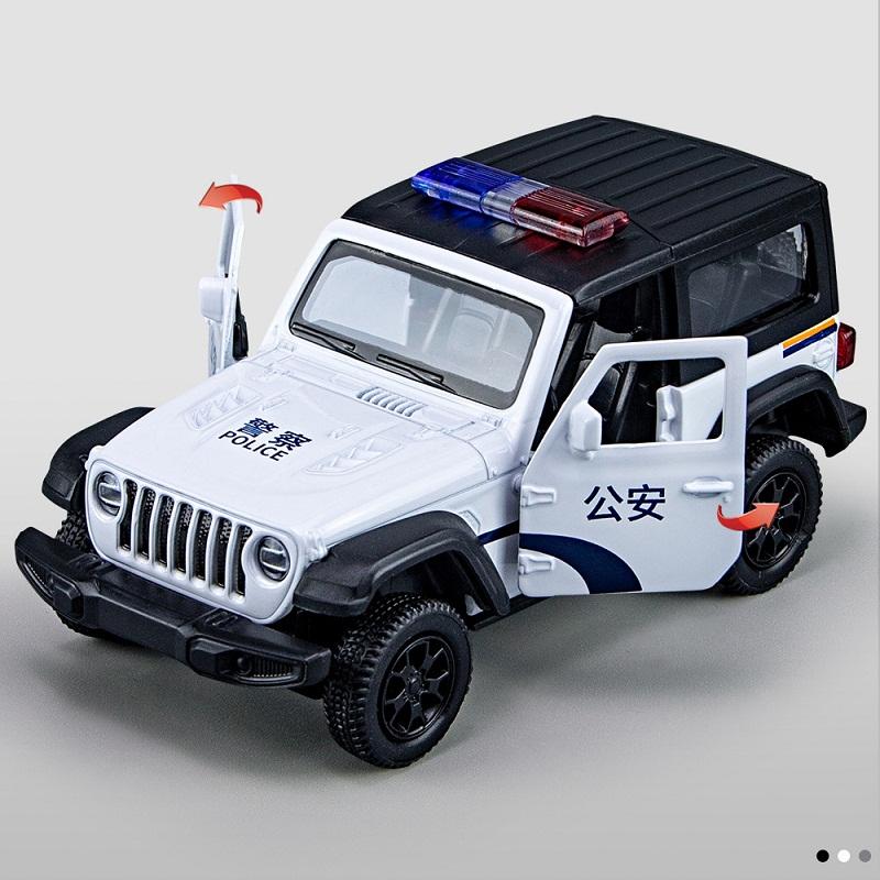 Chinese Police Car Series BMW M5 Ford Mustang VW T-ROC Jeep Wrangler Diecasts & Toy Vehicles 1:36 Alloy Model Pull Back Cars