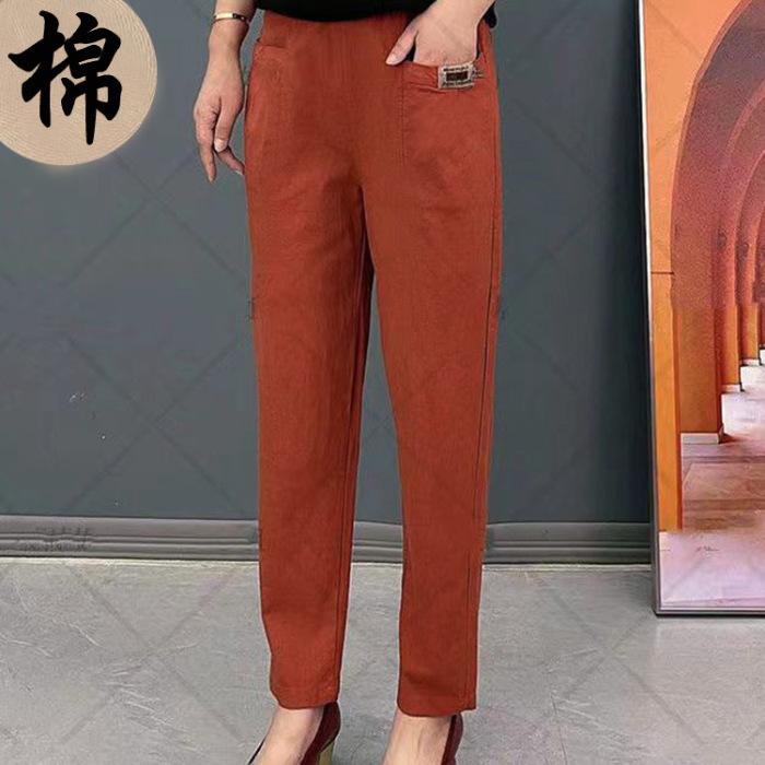 

Women s Harem Pants Summer Vintage Thin High Waist Straight Casual Pants Women Fashion Loose Cotton Linen Pants Trousers Female M кирпич красный