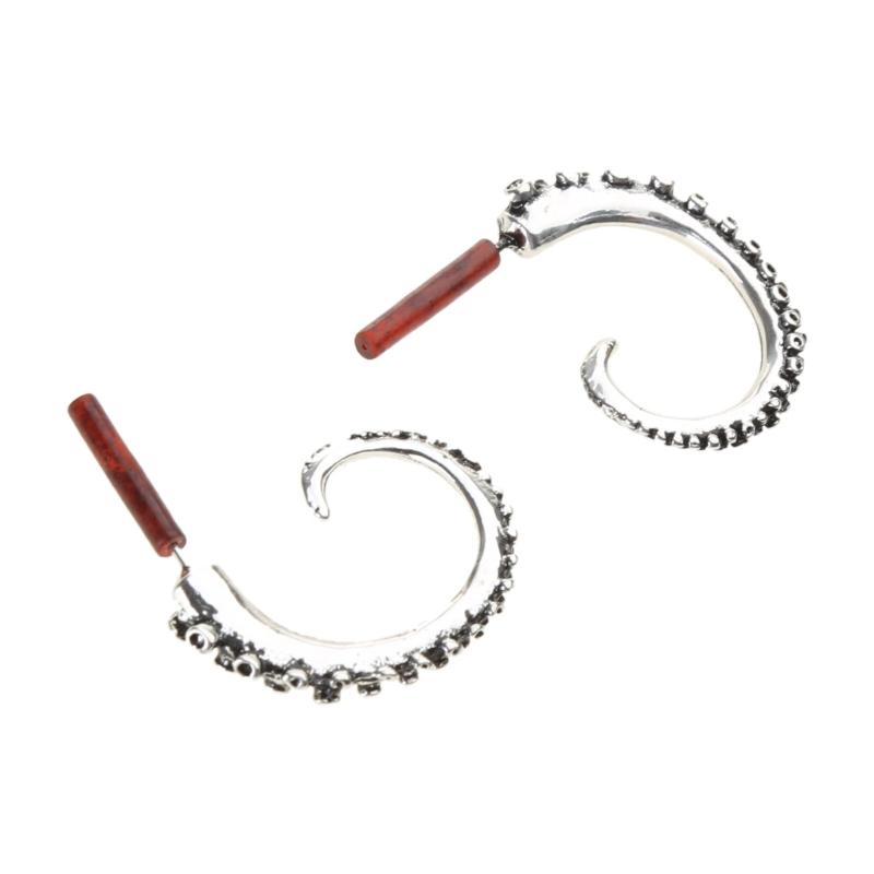 Creative Squid Tail Stud Earrings Exquisite Retro Silver Plated Octopus Tentacles Earrings All-match for Street Shoo