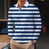 Maglietta Polo a Maniche Lunghe a Righe Estiva Nuova da Uomo con Colletto e Bottoni Top Casual per le Vacanze