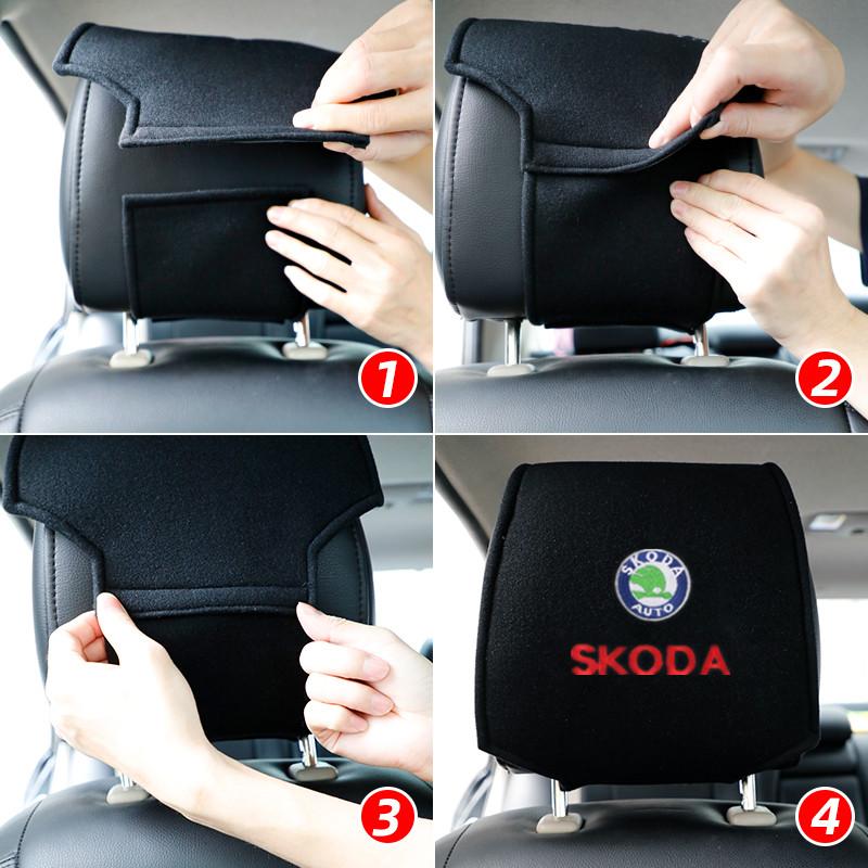 Auto Headrest Cover Tear Resistant Durable Head Rest Protective Pad Styling Accessories for Skoda Octavia A5 A7 RS Fabia Superb Xkbf53