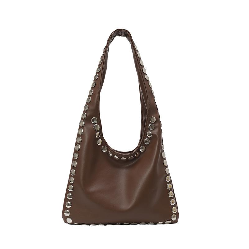 

2025 shoulder locomotive summer bag female tote design style niche large-capacity bag new simple fashion bag коричневый