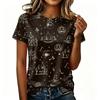 Women Raglan Sleeve Casual Short Sleeve Top Halloween Print Round Neck T Shirt Lightweight Comfortable Fit