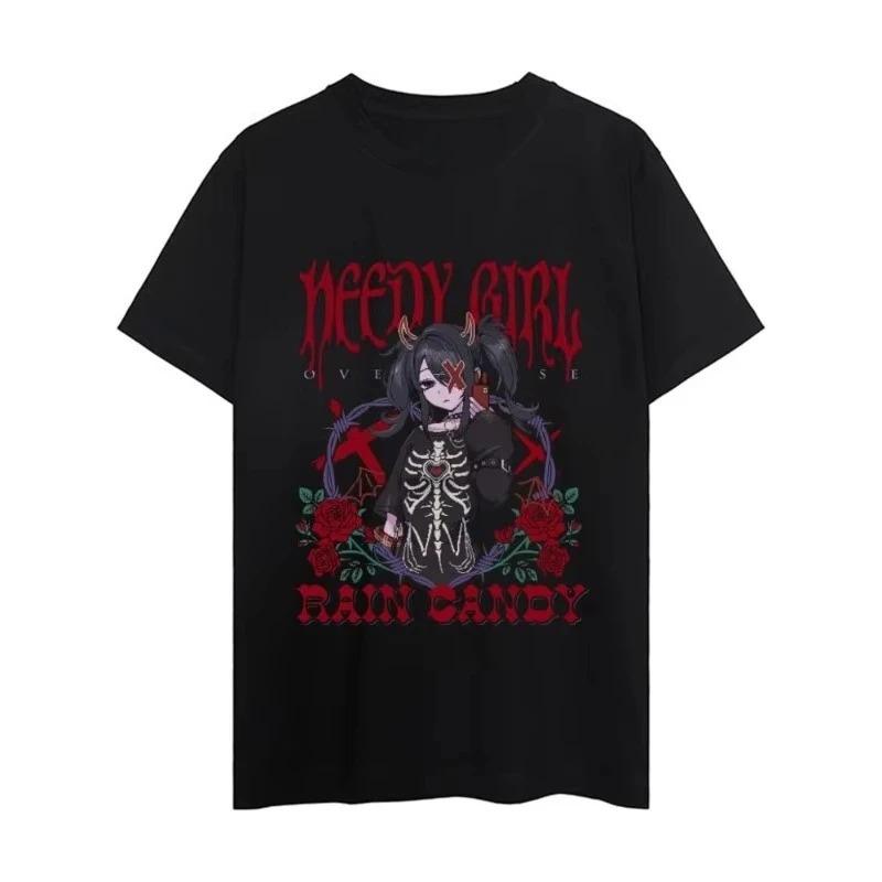 2026 New Summer Hot Sale NEEDY GIRL OVERDOSE T-Shirt Men's Women Couple Combination Clothes Short Sleeve Collar Fashion Men's Cotton