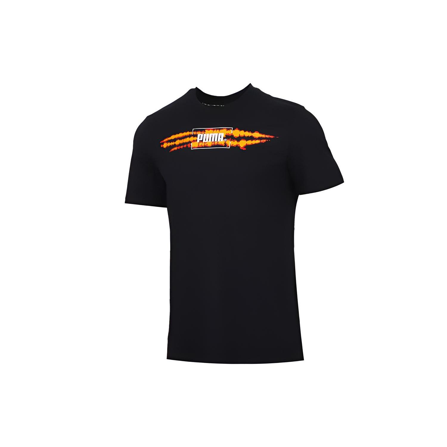 PUMA Printed Sports Short Sleeve TEE Black Men s 599427-51 XL