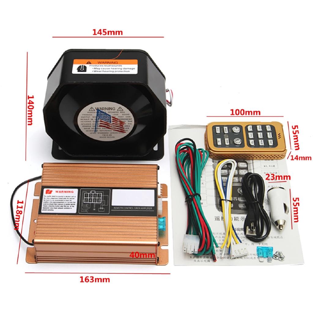 8 Sound Siren Horn Speaker MIC System Loud Car Warning Alarm Police Fire Car Horn