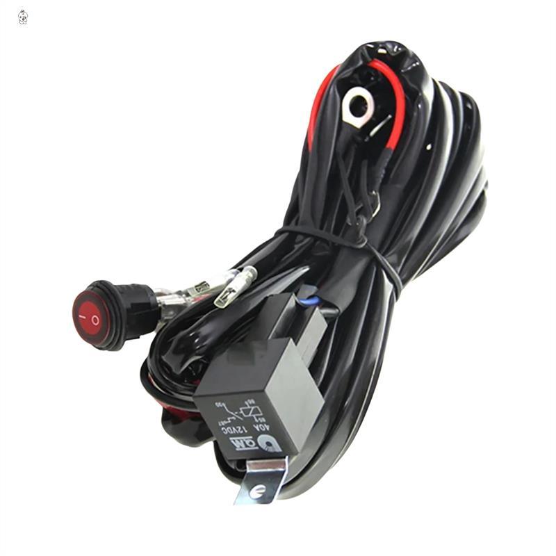 Motorcycle 300W LED Light Bar Wire Harness 12V 40A Light Bar Wire Harness Waterproof On/Off Switch Round Switch