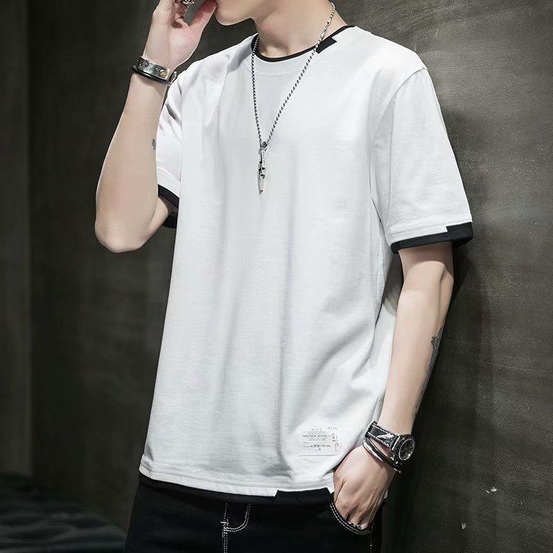2024 Korean Style Trend: Men's Versatile Loose Fit Short Sleeve T-Shirt - Summer Casual Fake Two-Piece.