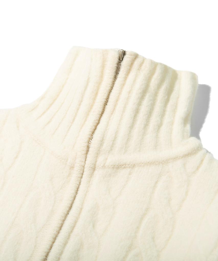 UNLC Solid Cable 2-Way Zip-Up Knit