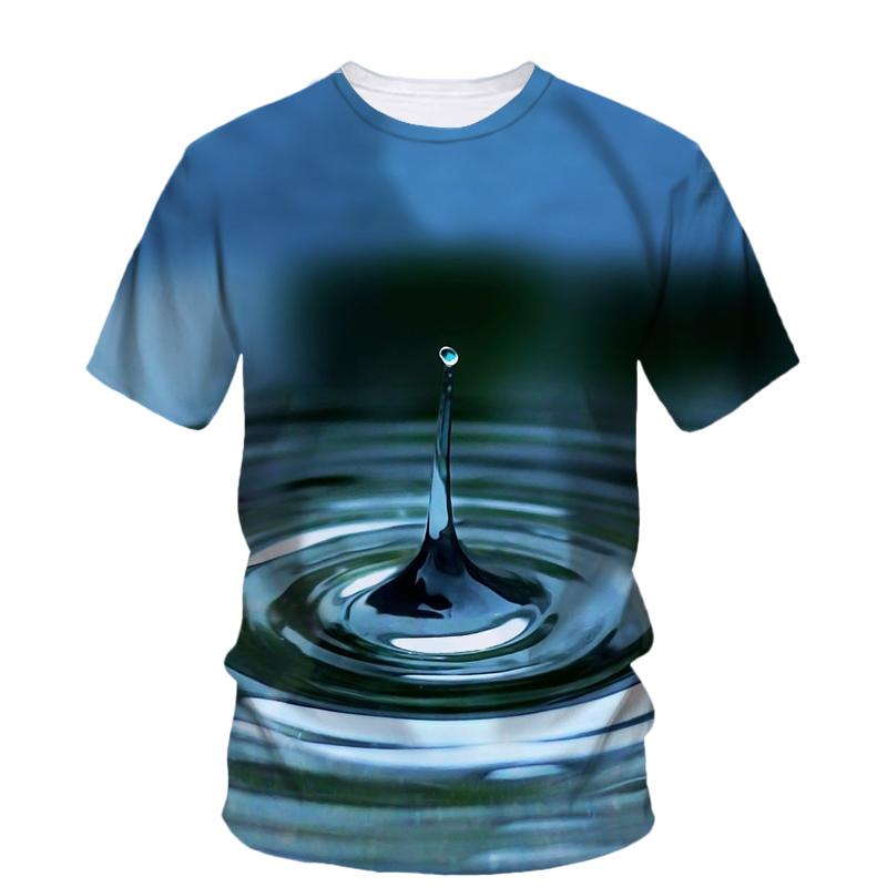Summer Original Water Droplet Graphic T Shirts For Men Trend Casual Creative Simple Style Printed O-neck Short Sleeve Tees