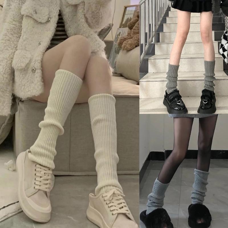 Women's JK Leg Warmers Knitted Foot Warm Socks Cute Long Boot Socks for Party