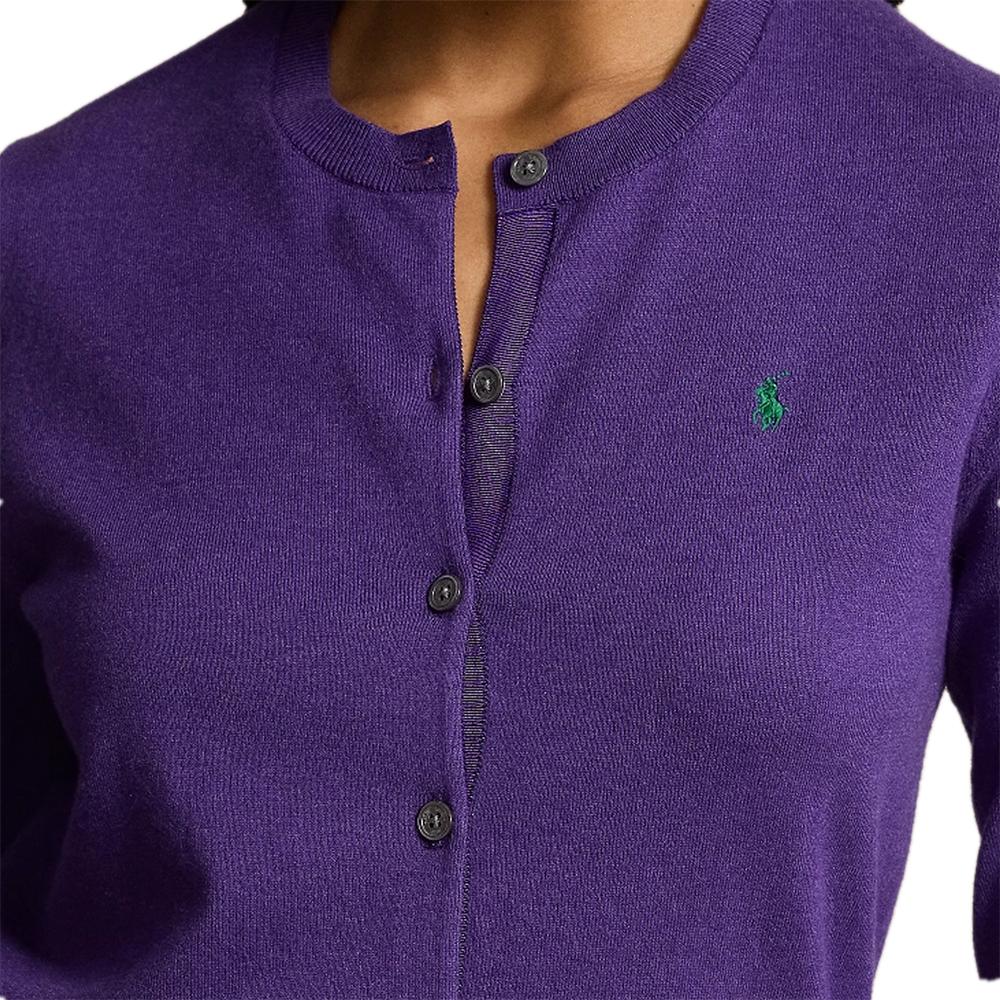 Polo Ralph Lauren FW24 Solid Color Logo Embroidered Single-Breasted Long Sleeve Knit Sweater Women Sweater Purple WMPOSWENDW20295-500