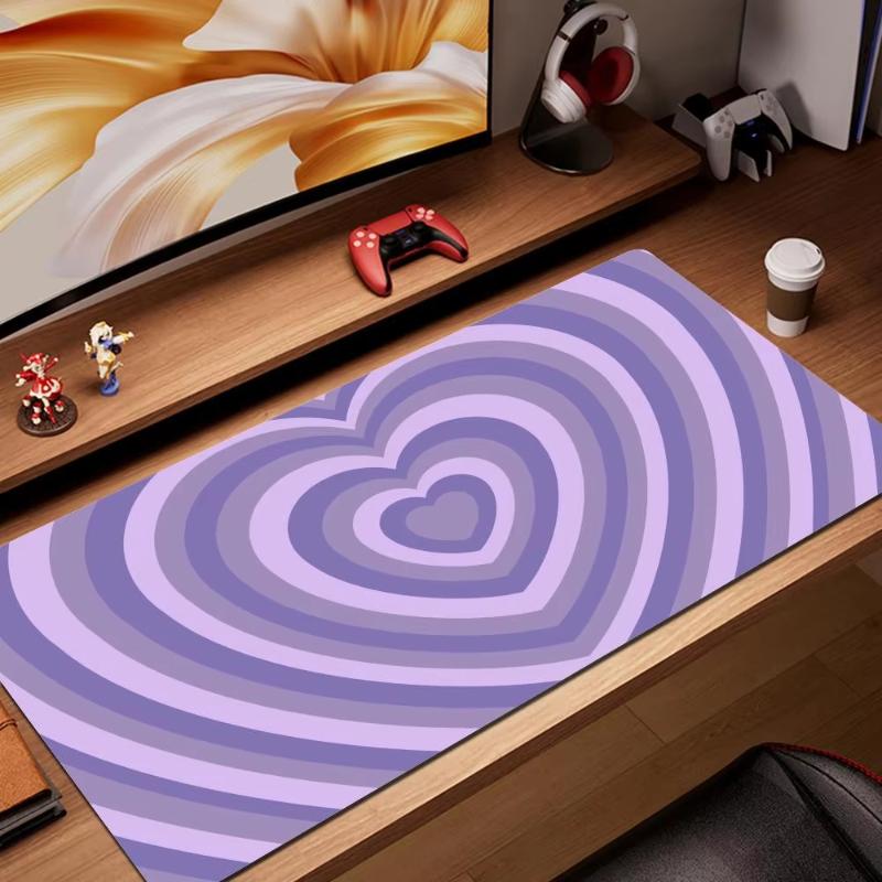 Pink Heart Swirl Kawaii Gaming Mouse Pad Large Extended Desk Mat Aesthetic NonSlip Desk Mat for Office Laptop