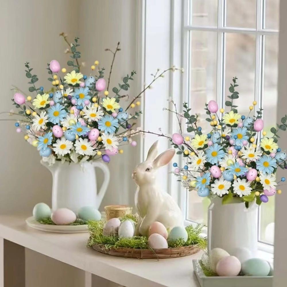 Realistic Easter Flower Bouquet Decorative DIY Artificial Berries Floral Colorful Simulated Eggs Bouquets Dining Table
