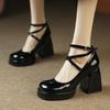 Fashion 2024 Women's Mary Jane Shoes for Women Super High Heels Double Buckle Lolita Shoes Pumps Elegant Ladies Patent Leather Wed Shoes