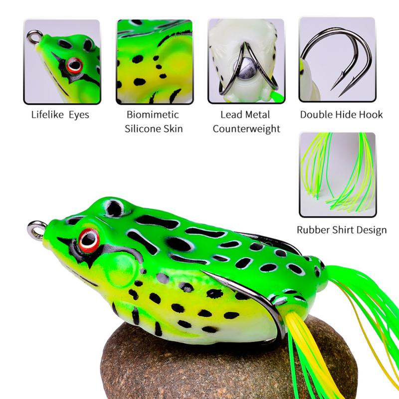 New! Thunder Frog Fishing Lure Lifelike Swimming Artificial Soft Bait With Double Hide Hook Fishing Gear