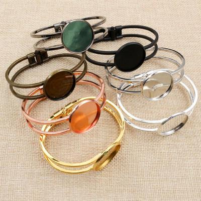 Time Gem 20/25mm Iron Bracelet Base for DIY Jewelry, 23g