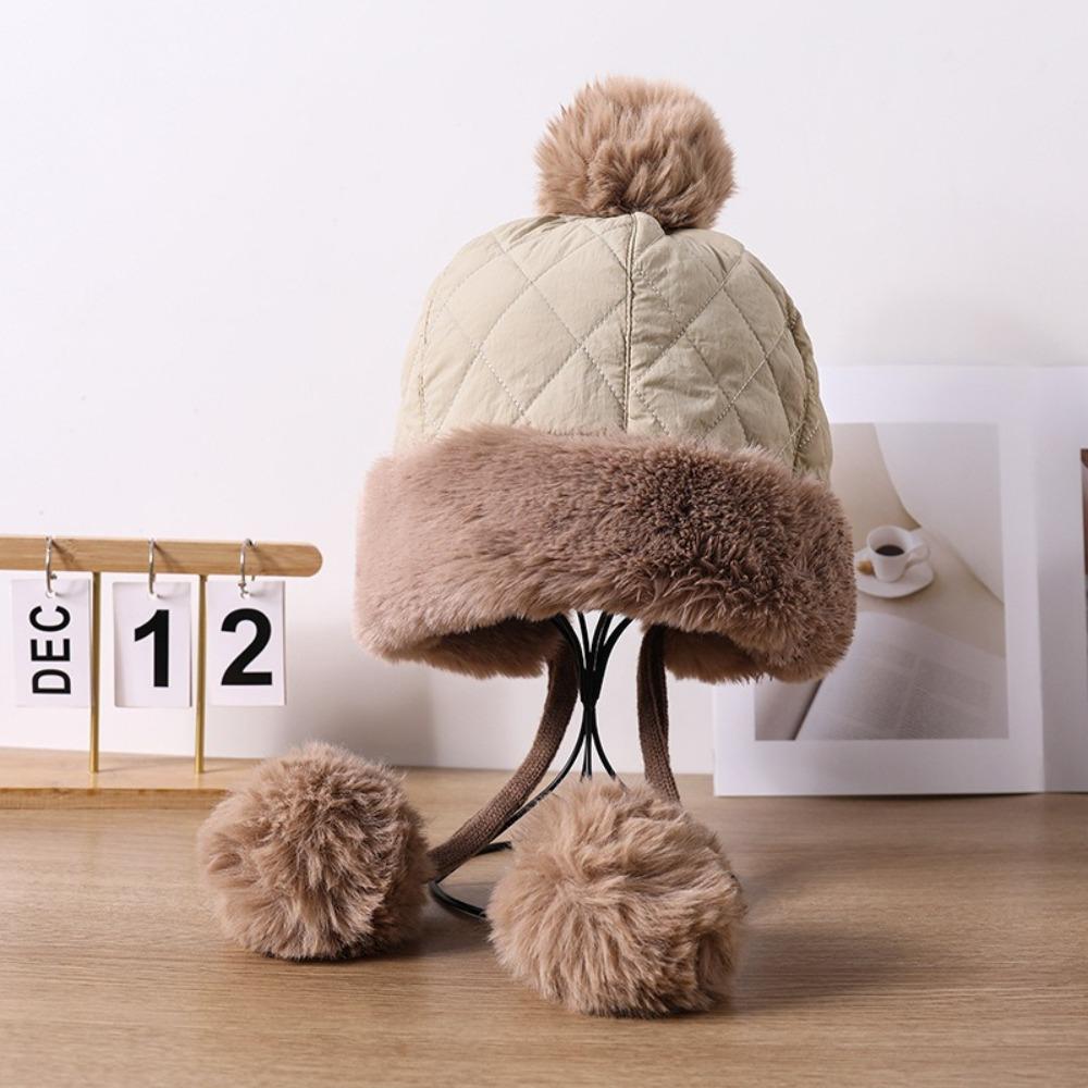 Solid Color Winter Hat for Women Keep Warm Plush Pullover Hat Simple Women Ear Protection Cap Girl