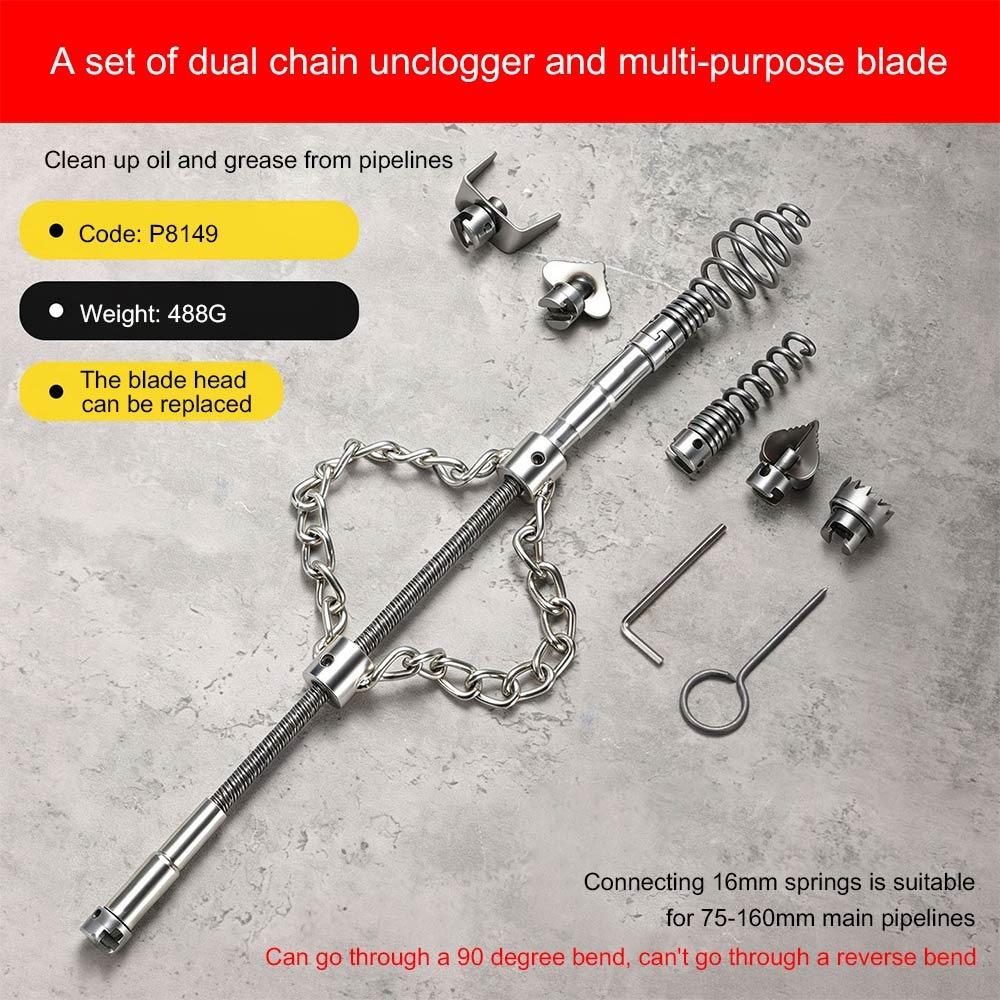 Detachable Design Dual Chain Unclog Tool Household Drain Cleaner  Toilet Pipe Dredging