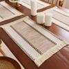 Cotton and linen style placemat tassel color matching woven table flag American country farmhouse holiday party decoration table mat